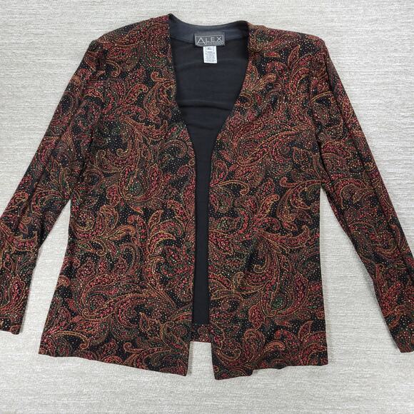 Vtg Alex Evenings Tank Jacket Set XL Paisley Slinky Glitter Mother Of The Bride - Picture 11 of 16